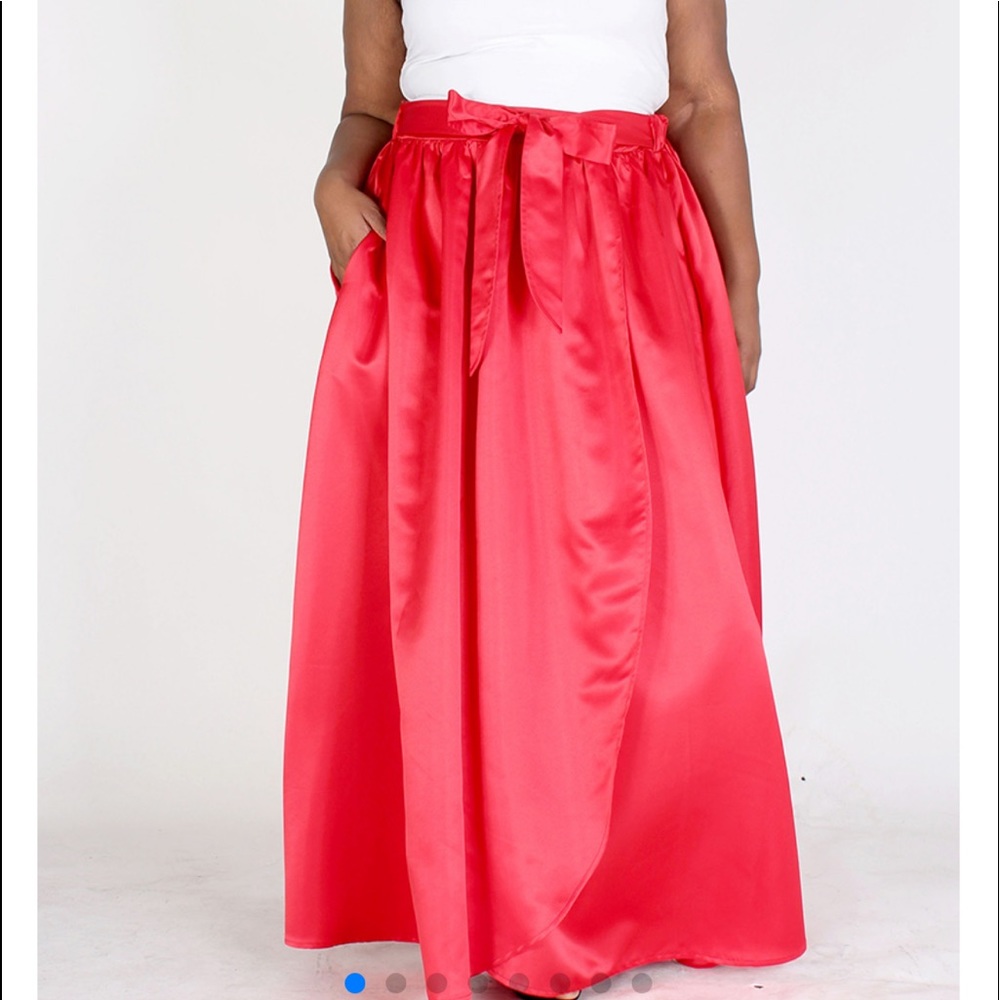 Red maxi skirt
